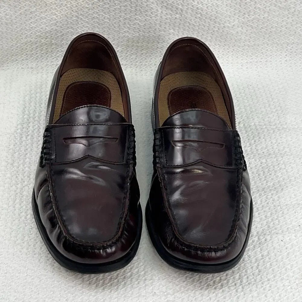 Johnston & Murphy Men’s 9 M Burgundy Leather Penny Loafers Slip On Dress Shoes